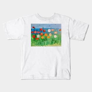 Some poppies grown by the beach Kids T-Shirt